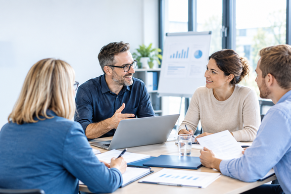Praxisnahe Seminare für Betriebsräte Betriebsratsmitglieder im Seminar bei einer gemeinsamen Besprechung zu betrieblichen Themen